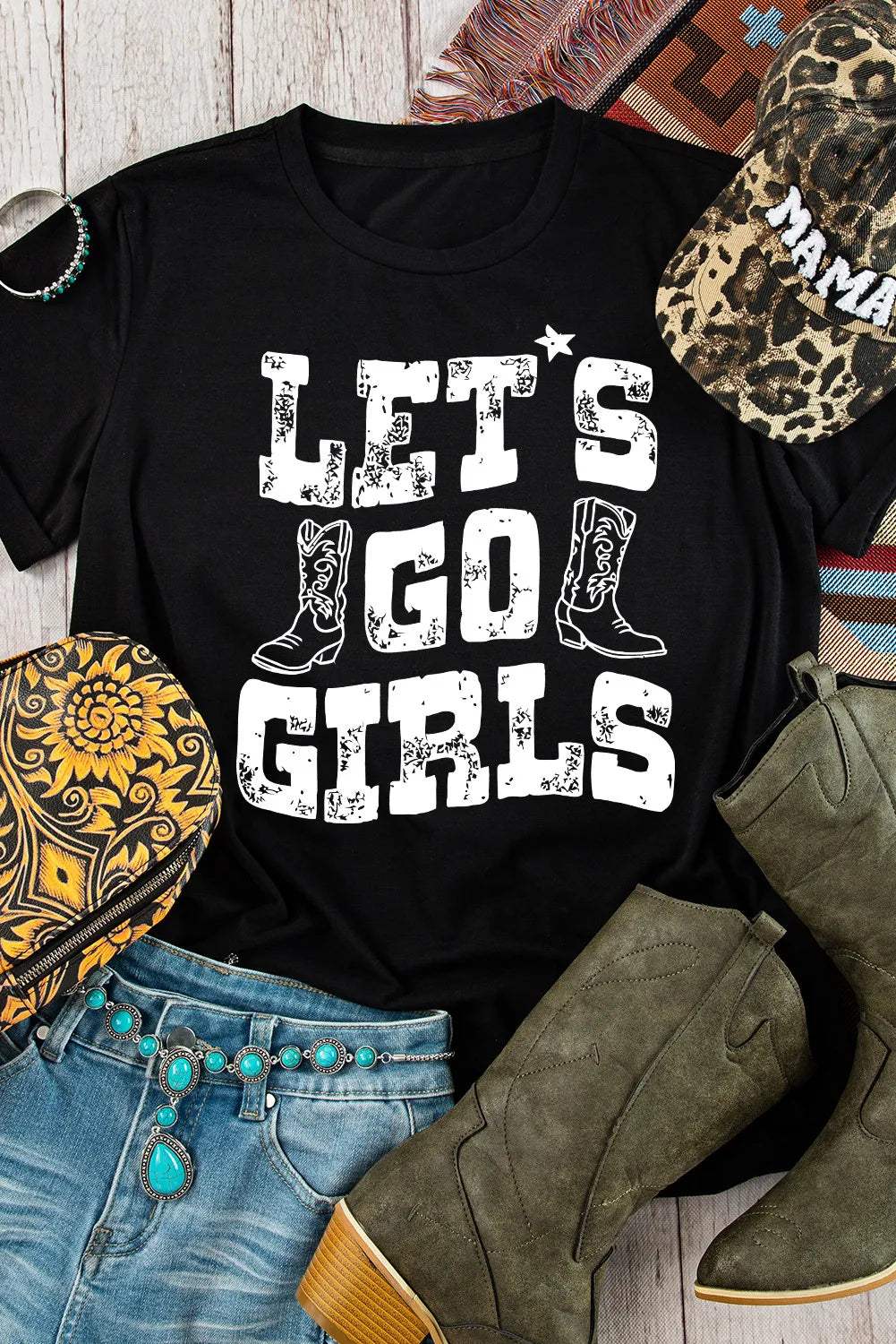 Letter Graphic Round Neck Short Sleeve T-Shirt - Trendsi - Flyclothing LLC