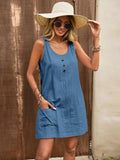 Decor Button Mini Tank Dress with Pockets - Trendsi - Flyclothing LLC