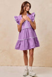 BiBi Gameday Theme Contrast Binding Ruffled Dress - Trendsi - Flyclothing LLC