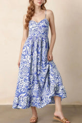 Floral Print Spaghetti Strap High Waist Dress - Trendsi - Flyclothing LLC