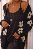 Flower Open Front Long Sleeve Cardigan - Trendsi - Flyclothing LLC