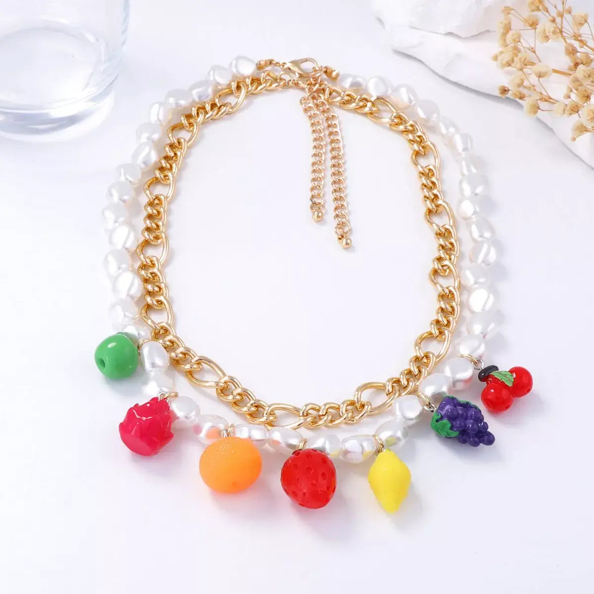 Colorful Charm Double Layered Necklace - Trendsi - Flyclothing LLC
