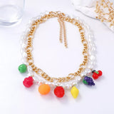 Colorful Charm Double Layered Necklace - Trendsi - Flyclothing LLC