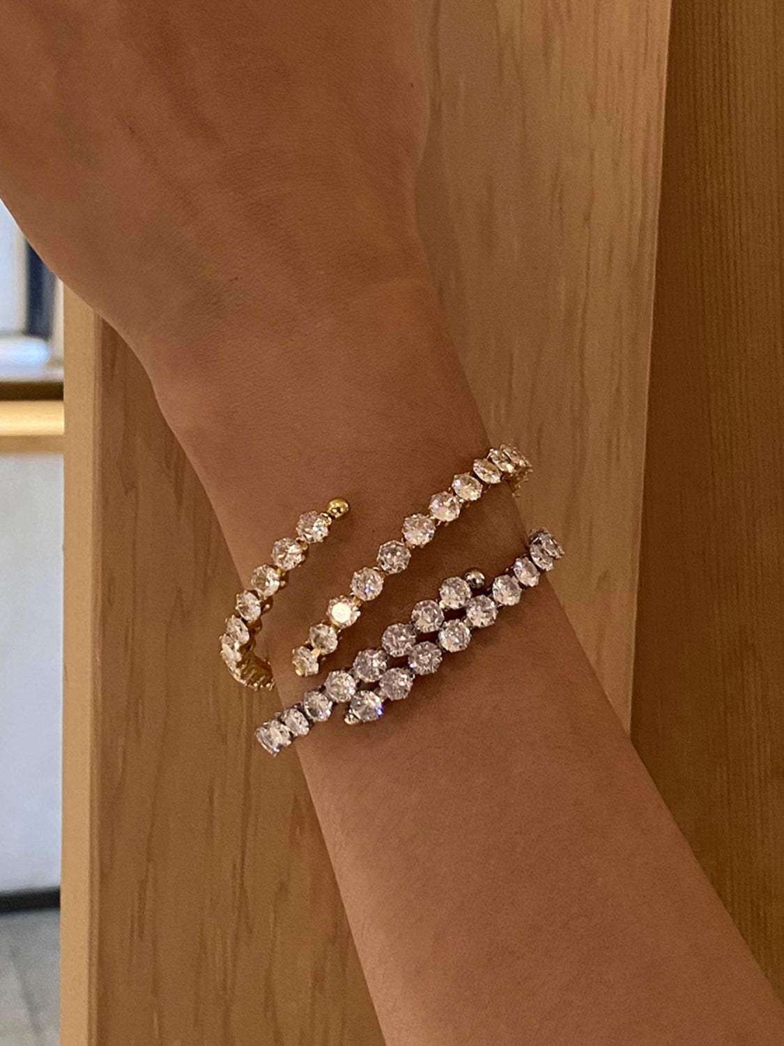 Stainless Steel Inlaid Zircon Bracelet - Trendsi - Flyclothing LLC