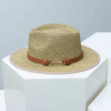 Straw Fedora Hat with Decorative Band - Trendsi - Flyclothing LLC