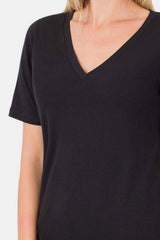 Zenana V-Neck Short Sleeve T-Shirt - Trendsi - Flyclothing LLC