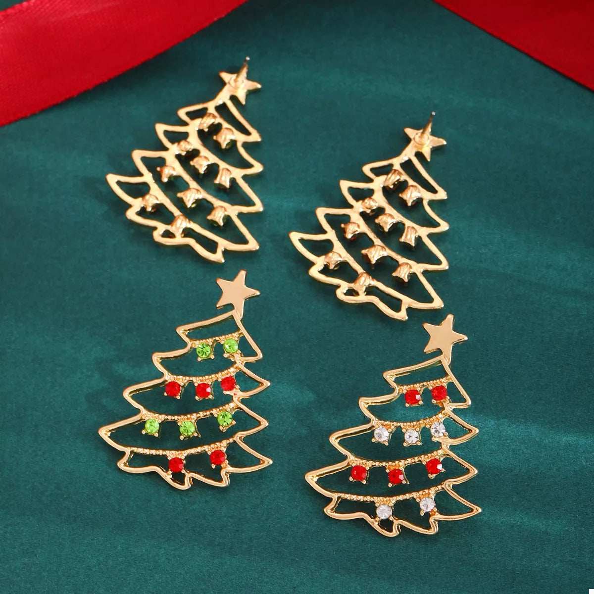 18K Gold-Plated Christmas Tree Earrings - Trendsi - Flyclothing LLC