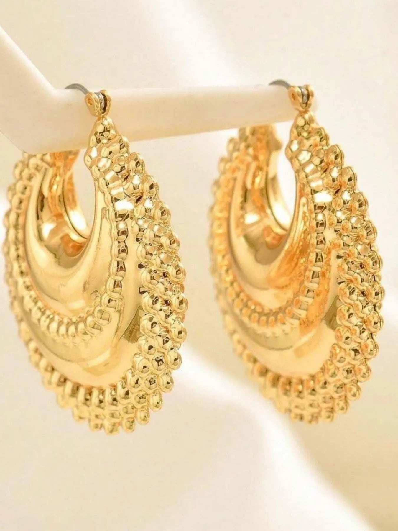 18K Gold-Plated Stainless Steel Hoop Earrings - Trendsi - Flyclothing LLC