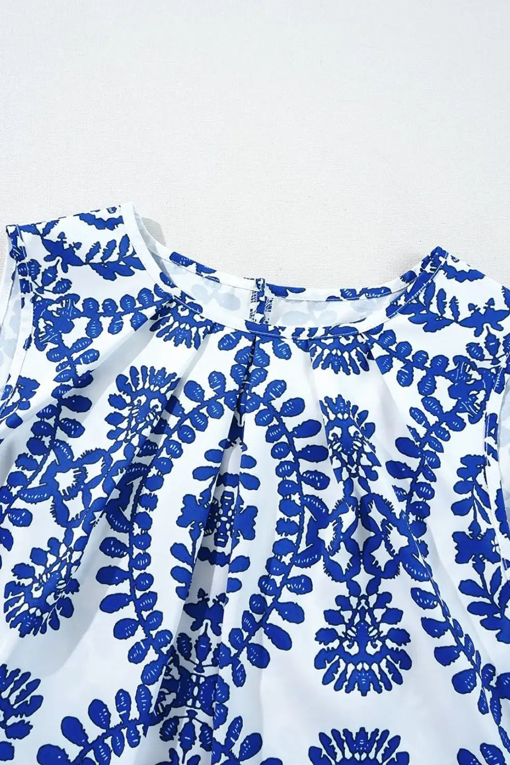 Printed Crew Neck Sleeveless Top - Trendsi - Flyclothing LLC