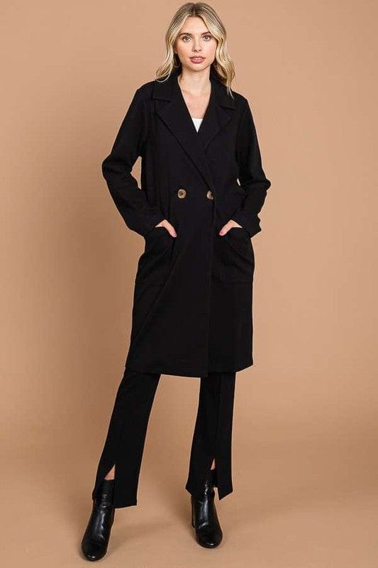 Culture Code Double Breast Lapel Collar Coat - Trendsi