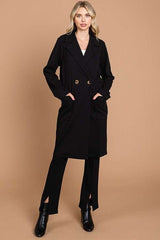 Culture Code Double Breast Lapel Collar Coat - Trendsi