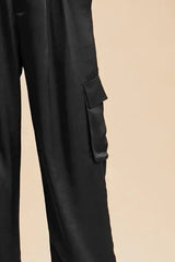 Annie Wear Wide Leg Cargo Satin Pants - Trendsi - Flyclothing LLC