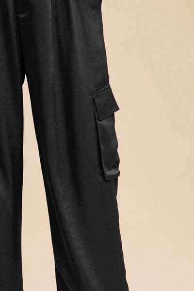 Annie Wear Wide Leg Cargo Satin Pants - Trendsi - Flyclothing LLC