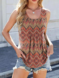 Printed Scoop Neck Wide Strap Tank - Trendsi - Flyclothing LLC