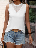 Lace Detail Round Neck Tank - Trendsi