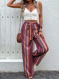 Tied Geometric Wide Leg Pants - Trendsi - Flyclothing LLC