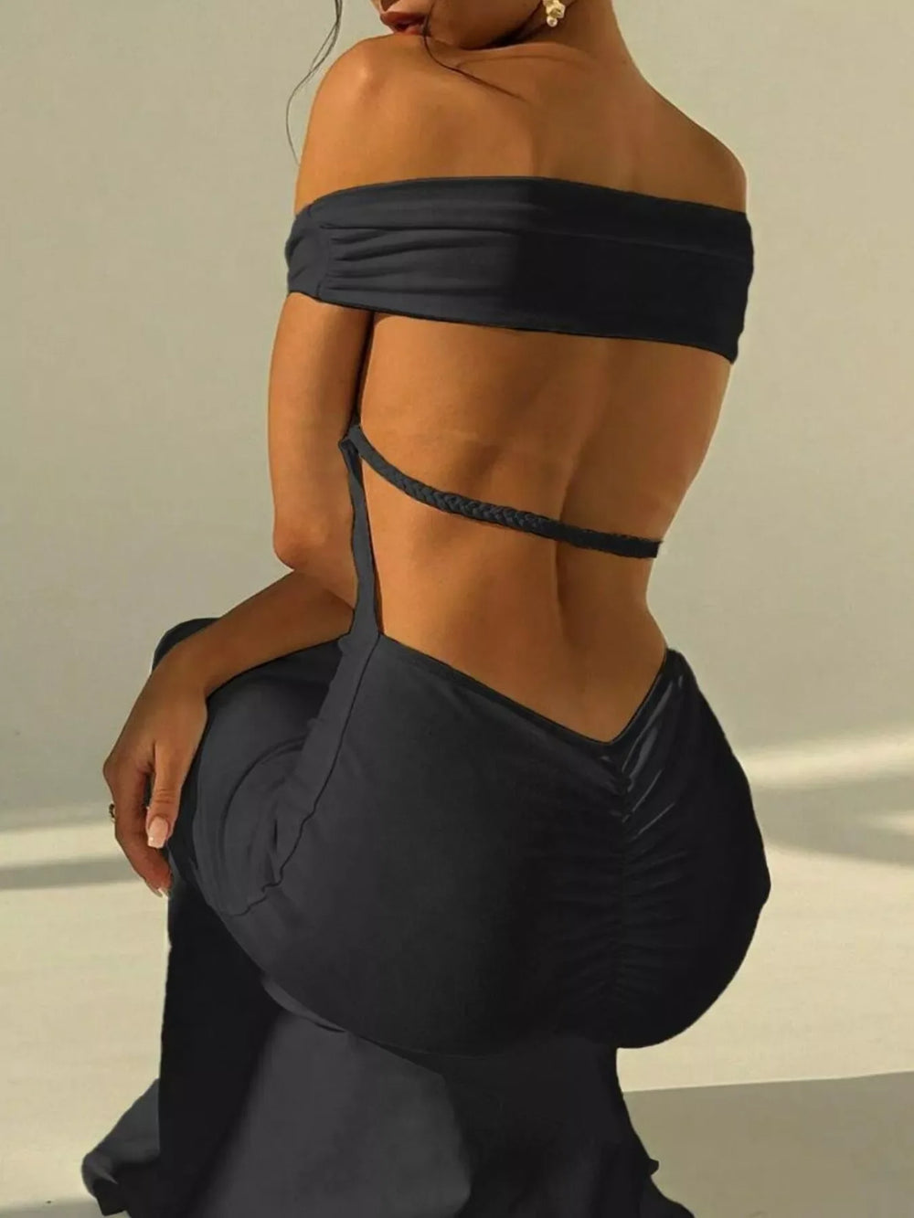 Backless Off-Shoulder Bodycon Mermaid Maxi Dress - Trendsi - Flyclothing LLC