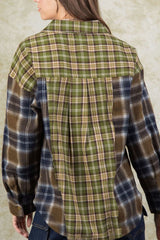 Plaid Collared Neck Button Up Long Sleeve Shirt - Trendsi