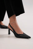 Beast Fashion Faux Leather Point Toe Slingback Pumps - Trendsi
