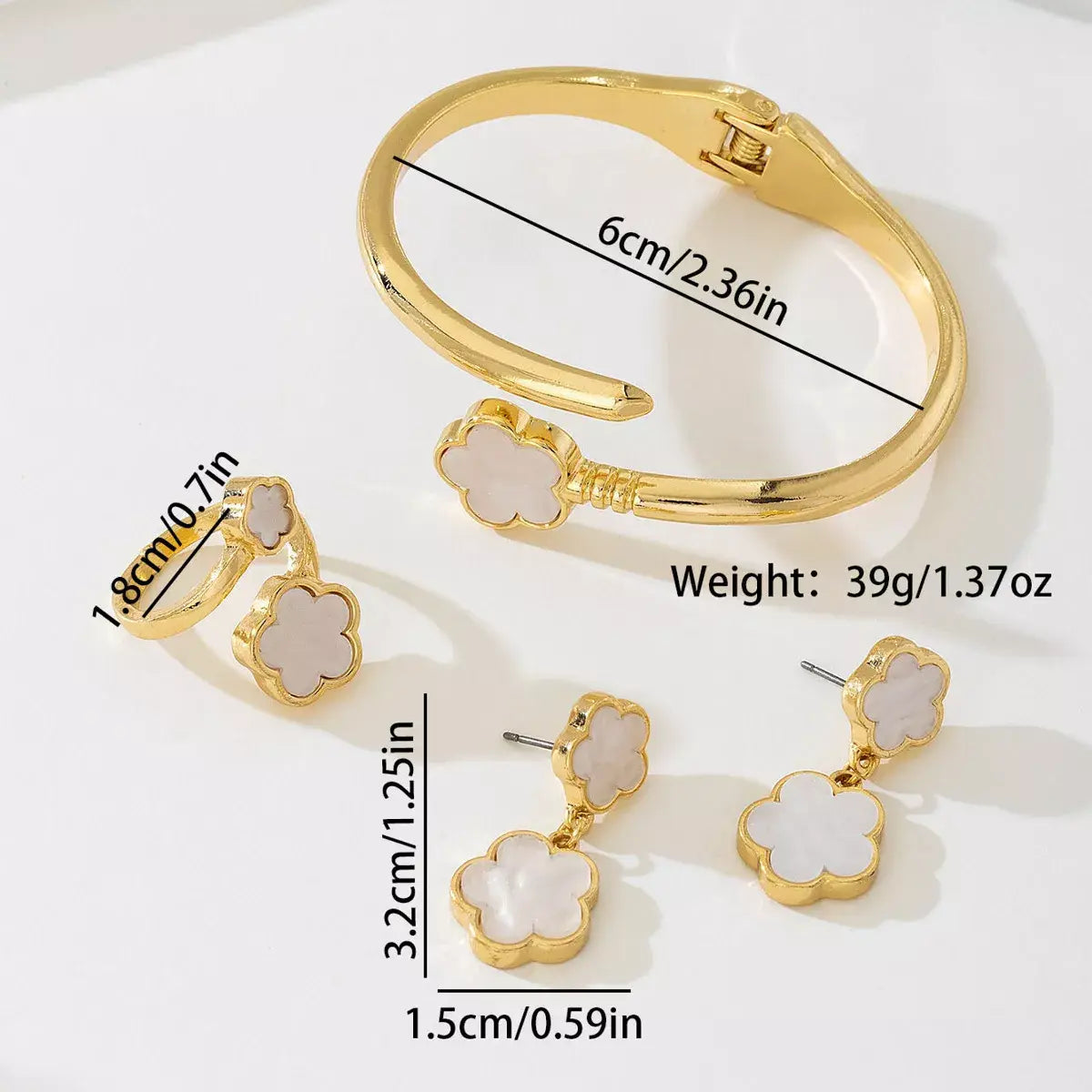18K Gold-Plated Flower Jewelry Set - Trendsi - Flyclothing LLC