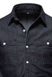 Men's Collared Neck Long Sleeve Denim Shirt - Trendsi - Flyclothing LLC