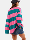 Color Block Half Zip Long Sleeve Sweater - Trendsi