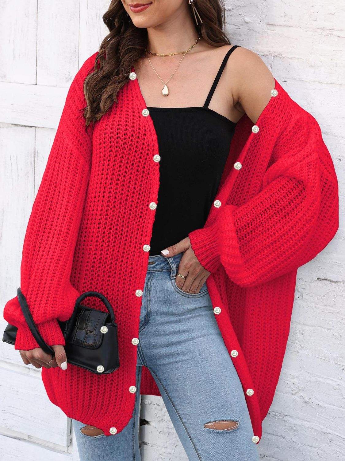 Open Front Long Sleeve Cardigan - Trendsi - Flyclothing LLC