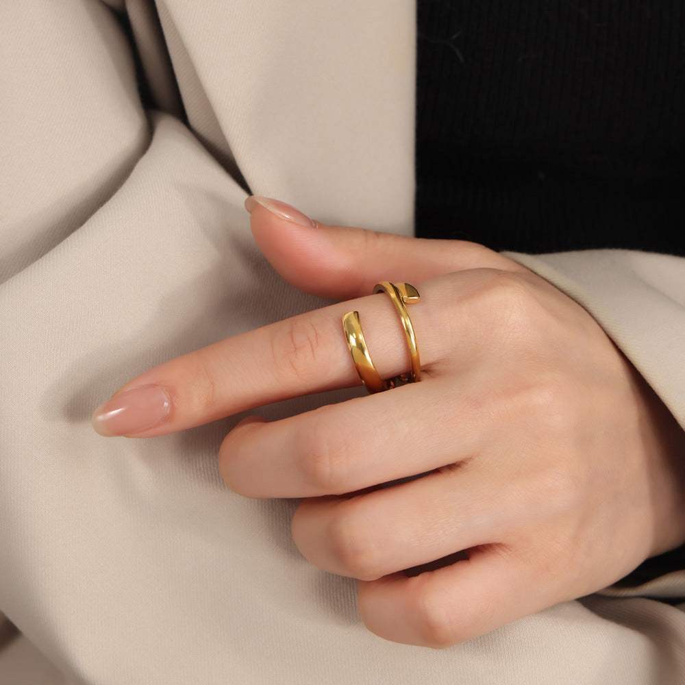 Titanium Steel Layered Wrap Ring - Trendsi - Flyclothing LLC