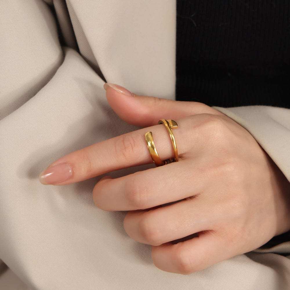 Titanium Steel Layered Wrap Ring - Trendsi - Flyclothing LLC