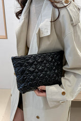 Ruched Heart Clutch with Zipper - Trendsi