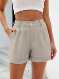 Roll Trim Half Elastic Waist Shorts - Trendsi