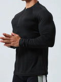 Men's Plus Size Quarter Zip Long Sleeve Top - Trendsi