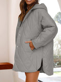 Slit Snap Down Long Sleeve Hooded Jacket - Trendsi - Flyclothing LLC