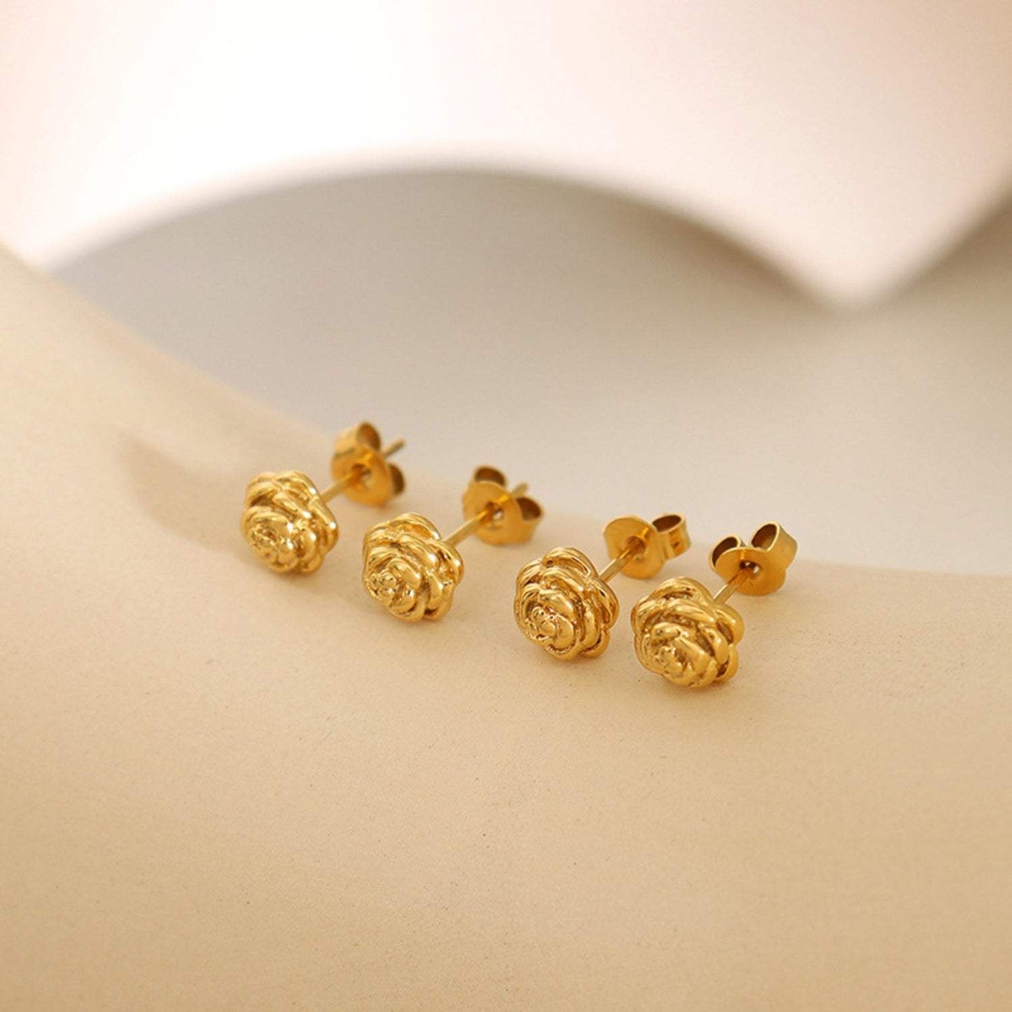 Titanium Steel Rose Stud Earrings - Trendsi - Flyclothing LLC