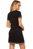 Contrast Trim Short Sleeve Lounge Dress - Trendsi - Flyclothing LLC