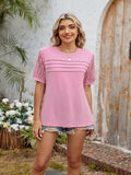 Round Neck Short Sleeve T-Shirt - Trendsi - Flyclothing LLC