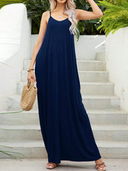 V-Neck Maxi Cami Dress with Pockets - Trendsi