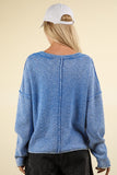 VERY J Mineral Washed Exposed Seam Sweater - Trendsi