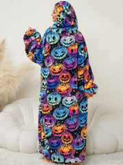 Fuzzy Pocketed Long Sleeve Hooded Lounge Dress - Trendsi