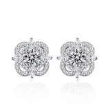 925 Sterling Silver Moissanite Stud Earrings - Trendsi - Flyclothing LLC