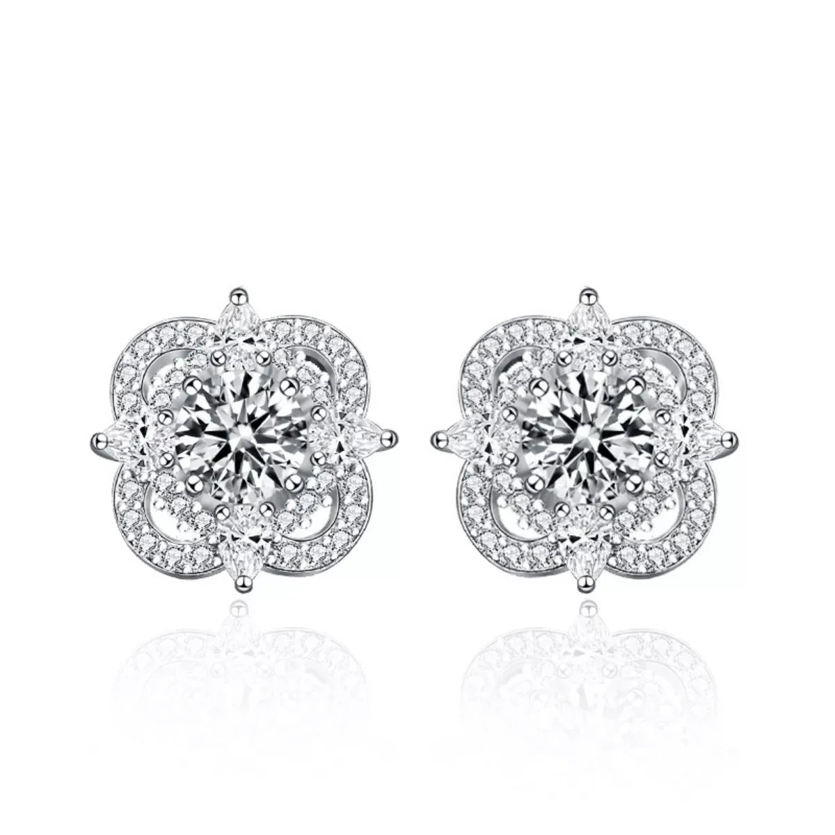 925 Sterling Silver Moissanite Stud Earrings - Trendsi - Flyclothing LLC