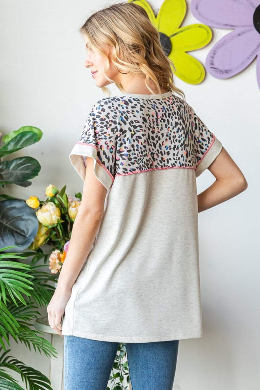 Heimish Full Size Exposed Seam Leopard Short Sleeve T-Shirt - Trendsi - Flyclothing LLC