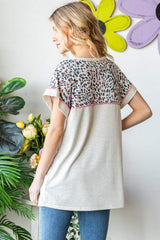 Heimish Full Size Exposed Seam Leopard Short Sleeve T-Shirt - Trendsi - Flyclothing LLC