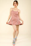 VERY J Mesh Detail Tennis Mini Active Dress with Shorts Inside - Trendsi