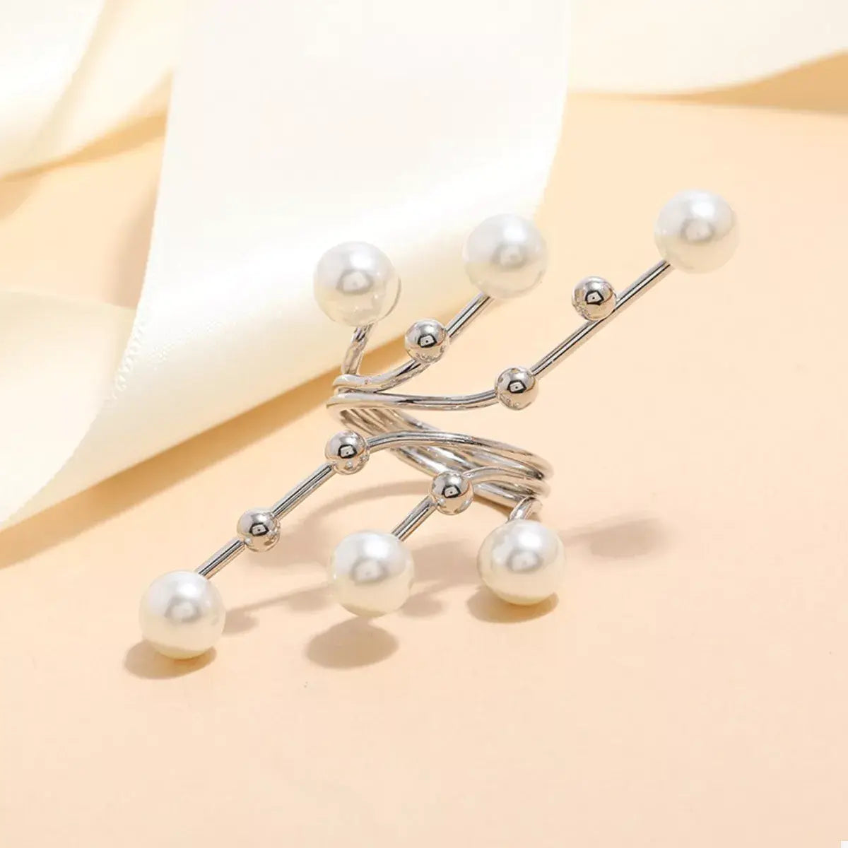 Alloy Pearl Bypass Ring - Trendsi - Flyclothing LLC