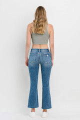 Vervet by Flying Monkey Full Size Mid Rise Distressed Cropped Flare Jeans - Trendsi - Flyclothing LLC