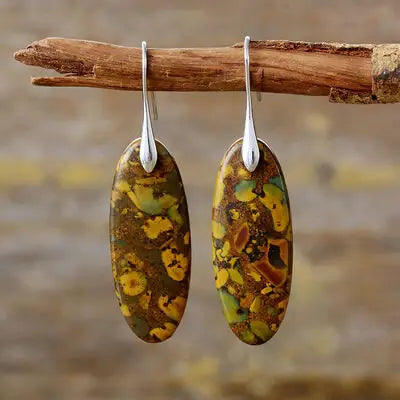 Natural Stone Copper Dangle Earrings - Trendsi - Flyclothing LLC