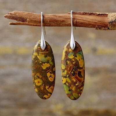 Natural Stone Copper Dangle Earrings - Trendsi - Flyclothing LLC