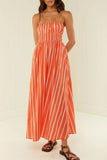 Striped Square Neck Cami Dress - Trendsi
