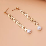 Wheat‑Spike Faux Pearl Necklace Bracelet Earrings 3‑Pcs Jewelry Set - Trendsi - Flyclothing LLC